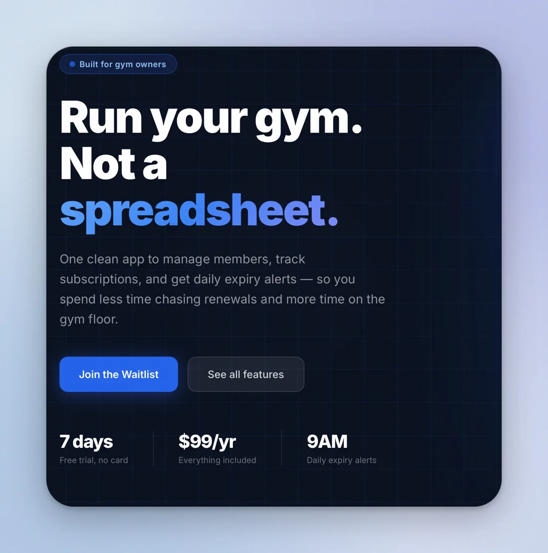 A dark-mode page on a backdrop matched to its colours